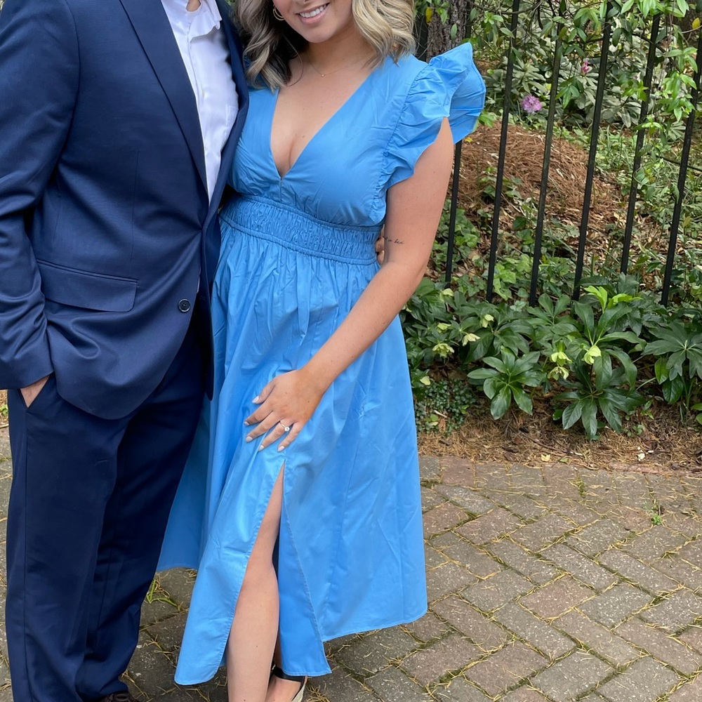 ABERCROMBIE FLUTTER SLEEVE MIDI DRESS